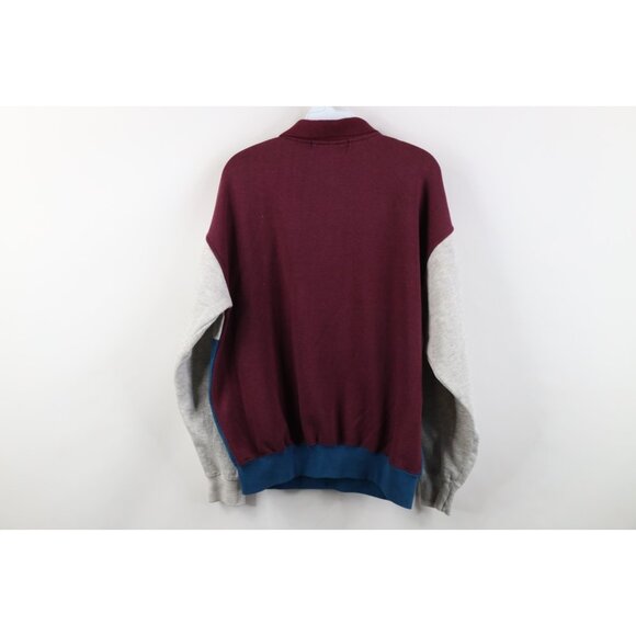 Vintage 90s Streetwear Mens Large Panel Color Block Collared Pullover Sweatshirt - Picture 11 of 13